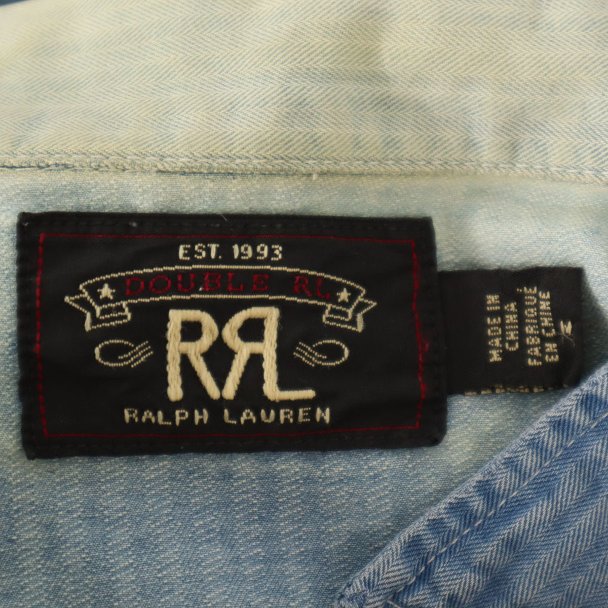 ダブルアールエル RRL 長袖 デニムシャツ M ブルー Ralph Lauren ラルフローレン メンズ