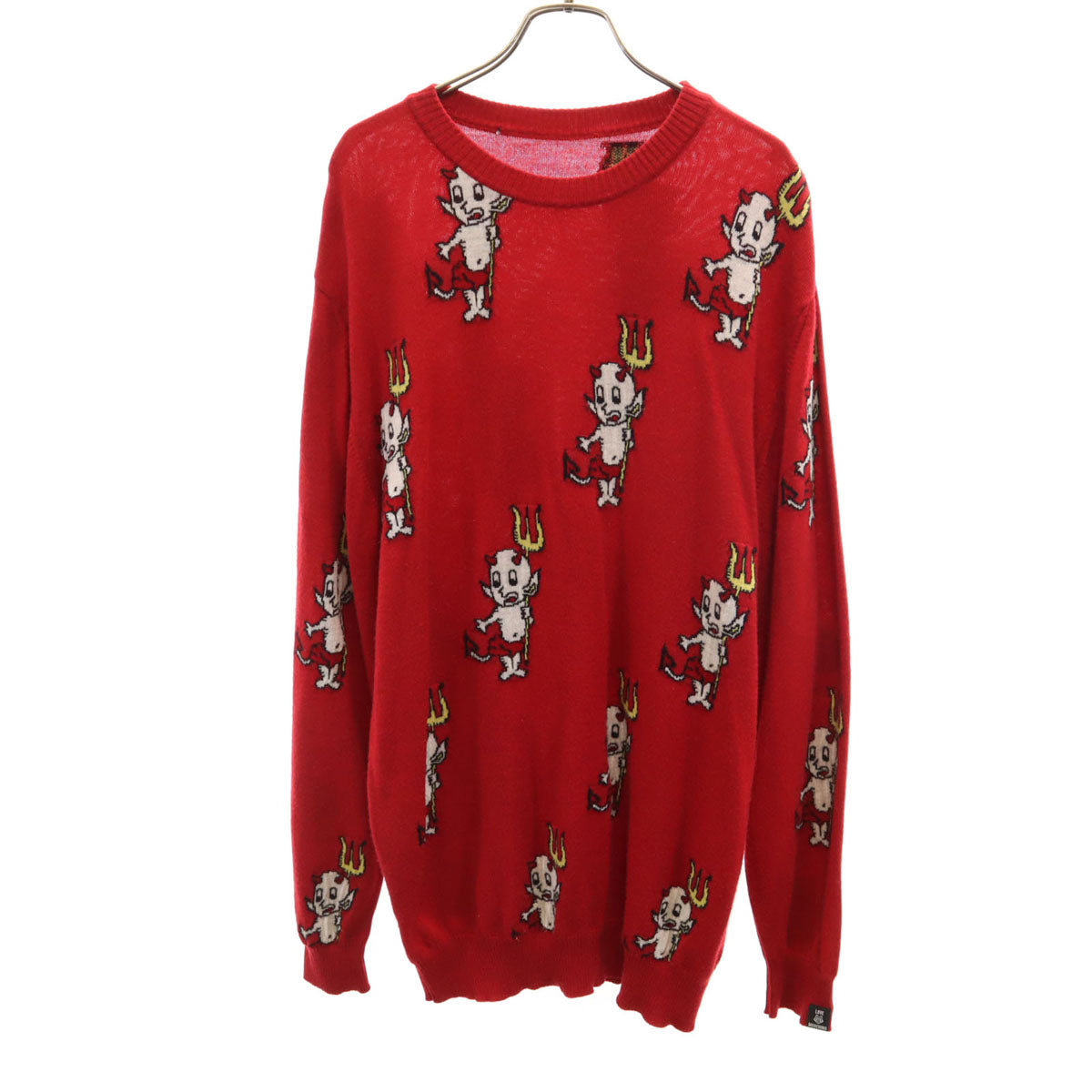 LOVEMOSCHINO ラブモスキーノ デビル柄 長袖 ニット M レッド セーター メンズ
