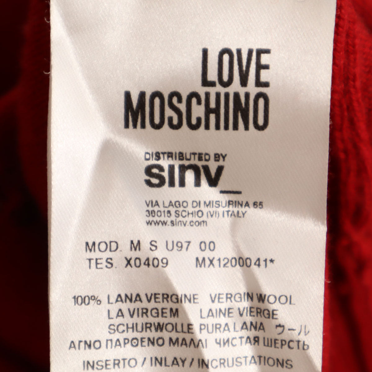 LOVEMOSCHINO ラブモスキーノ デビル柄 長袖 ニット M レッド セーター メンズ
