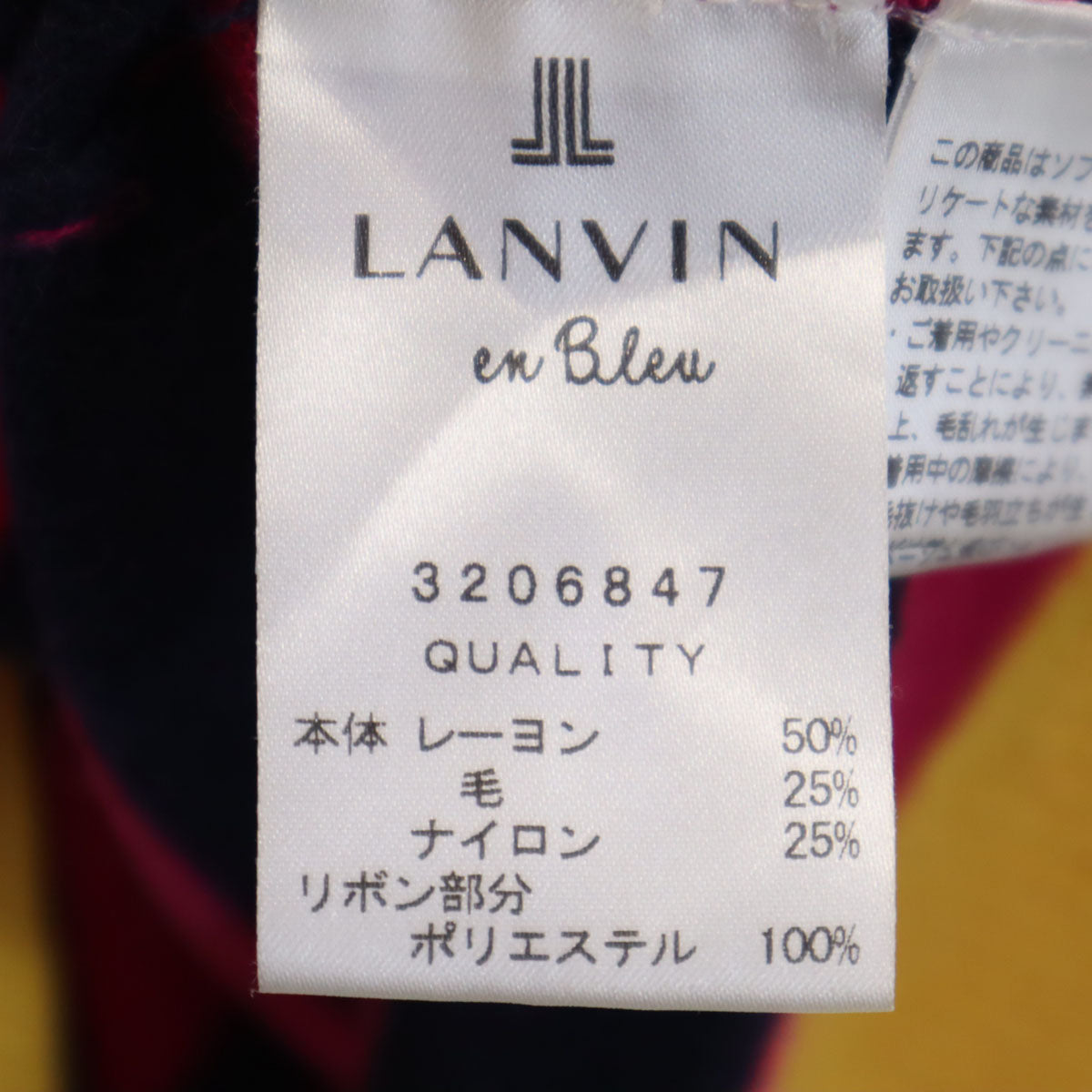 LANVIN en Bleu ランバンオンブルー ボーダー柄 長袖 Vネック ニット 38 ピンク セーター レディース