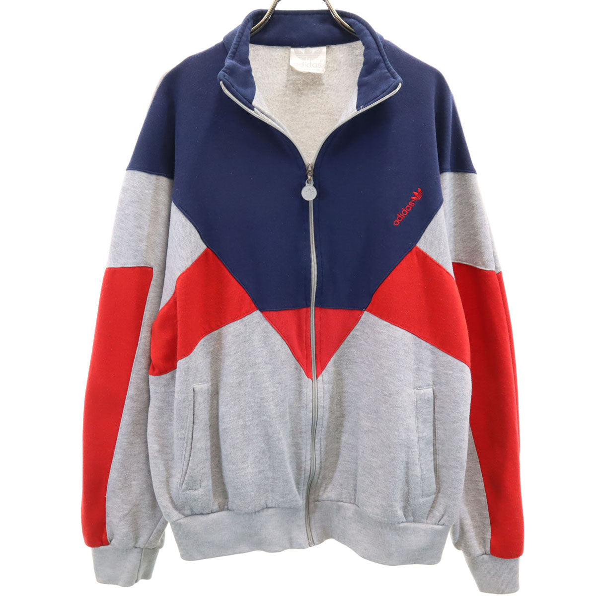 adidas アディダス 80s ヴィンテージ 銀タグ スウェット ジップジャケット グレー メンズ