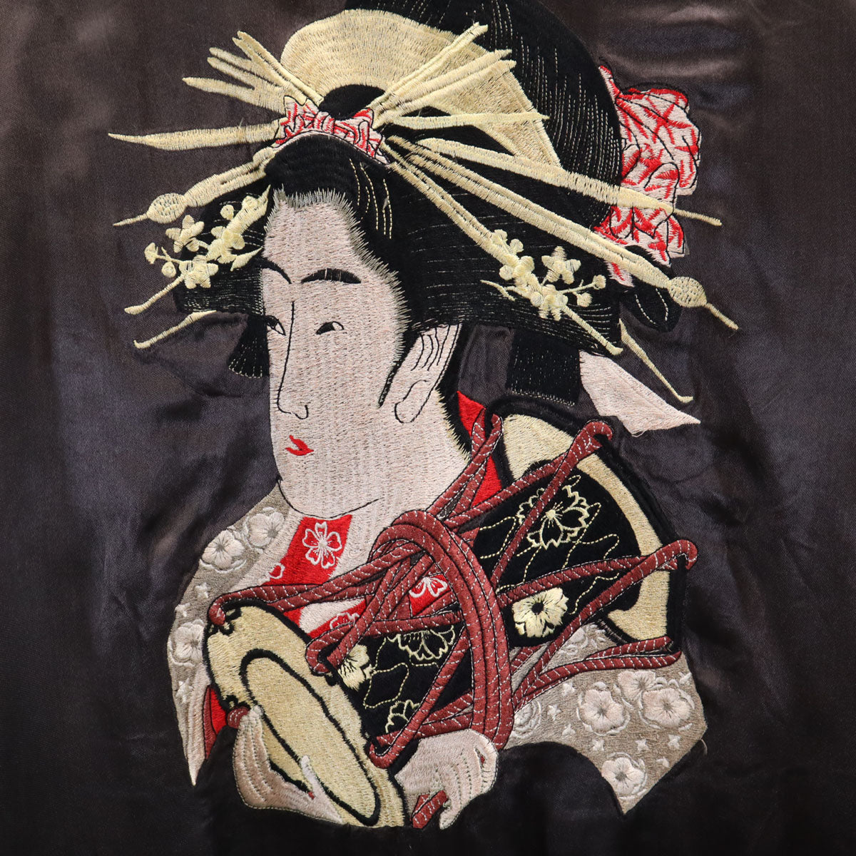 BACK STREET CRAWLER バックストリートクローラー 風神雷神 舞妓刺繍 リバーシブル スカジャン L 青緑 和柄 メンズ
