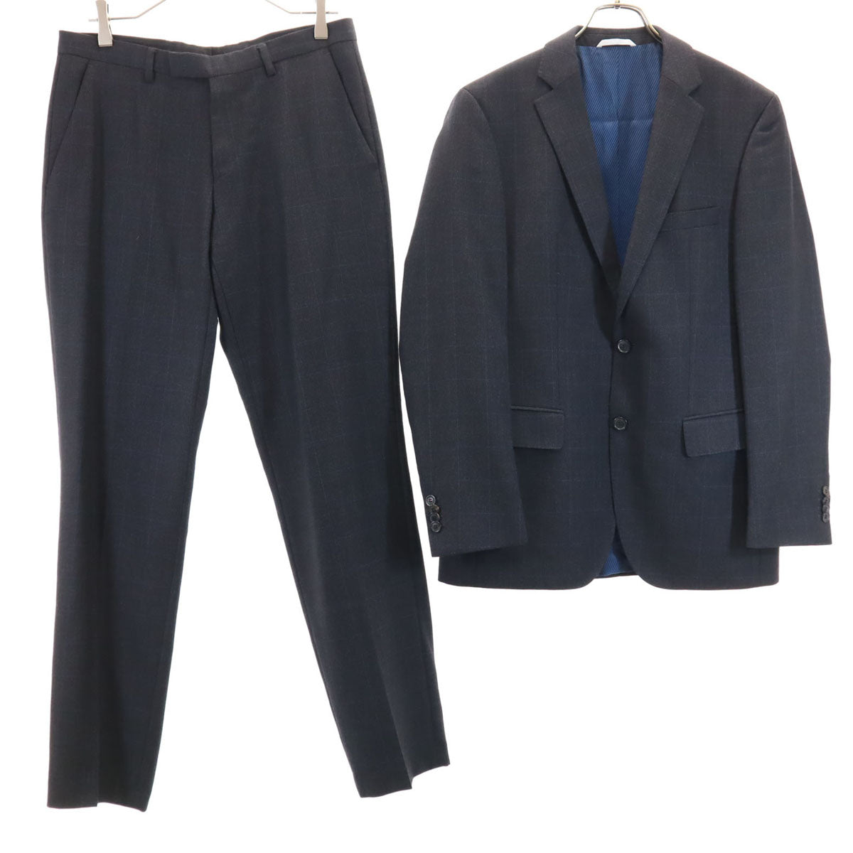 BOSS HUGO BOSS ボスヒューゴボス チェック柄 スーツ 上下 セットアップ 46 チャコール メンズ