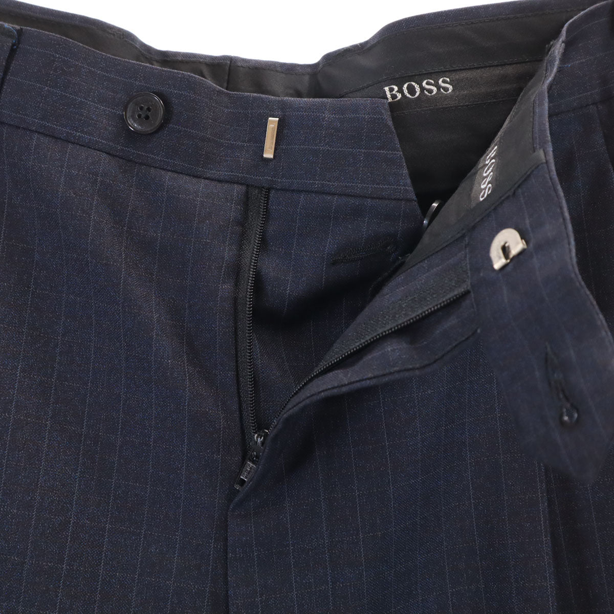 BOSS HUGO BOSS ボスヒューゴボス チェック柄 スーツ 上下 セットアップ 50 ネイビー メンズ