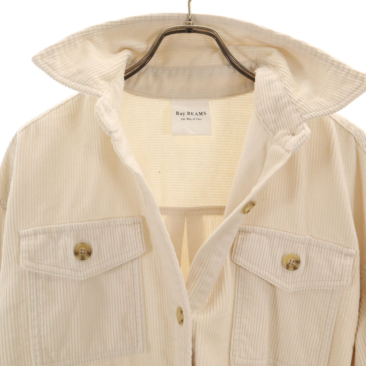 Ray Beams レイビームス 長袖 コーデュロイシャツ アイボリー レディース