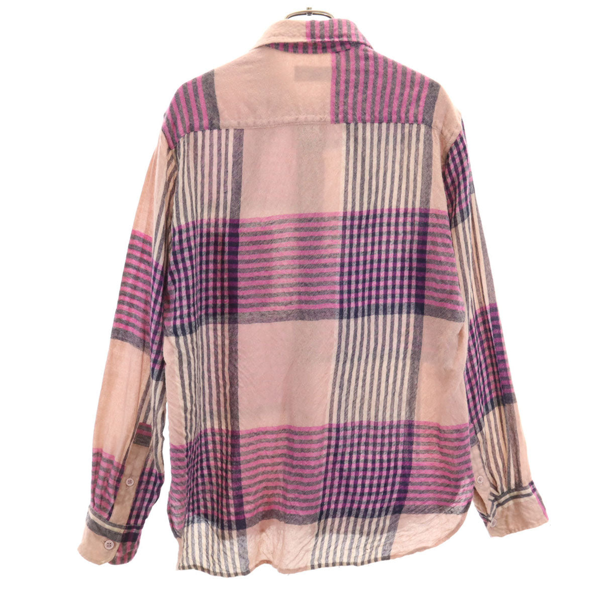 Yohji Yamamoto pour homme ヨウジヤマモトプルオム 13AW チェック柄 長袖 ネルシャツ ピンクベージュ メンズ