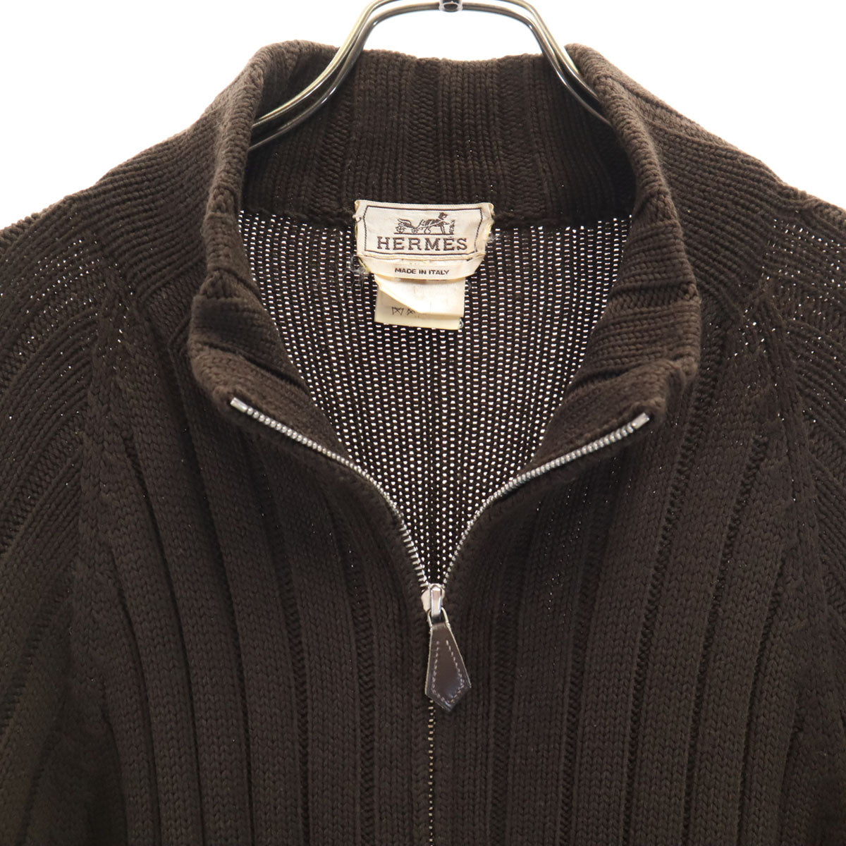 HERMES エルメス イタリア製 ニットジャケット XL ダークブラウン メンズ
