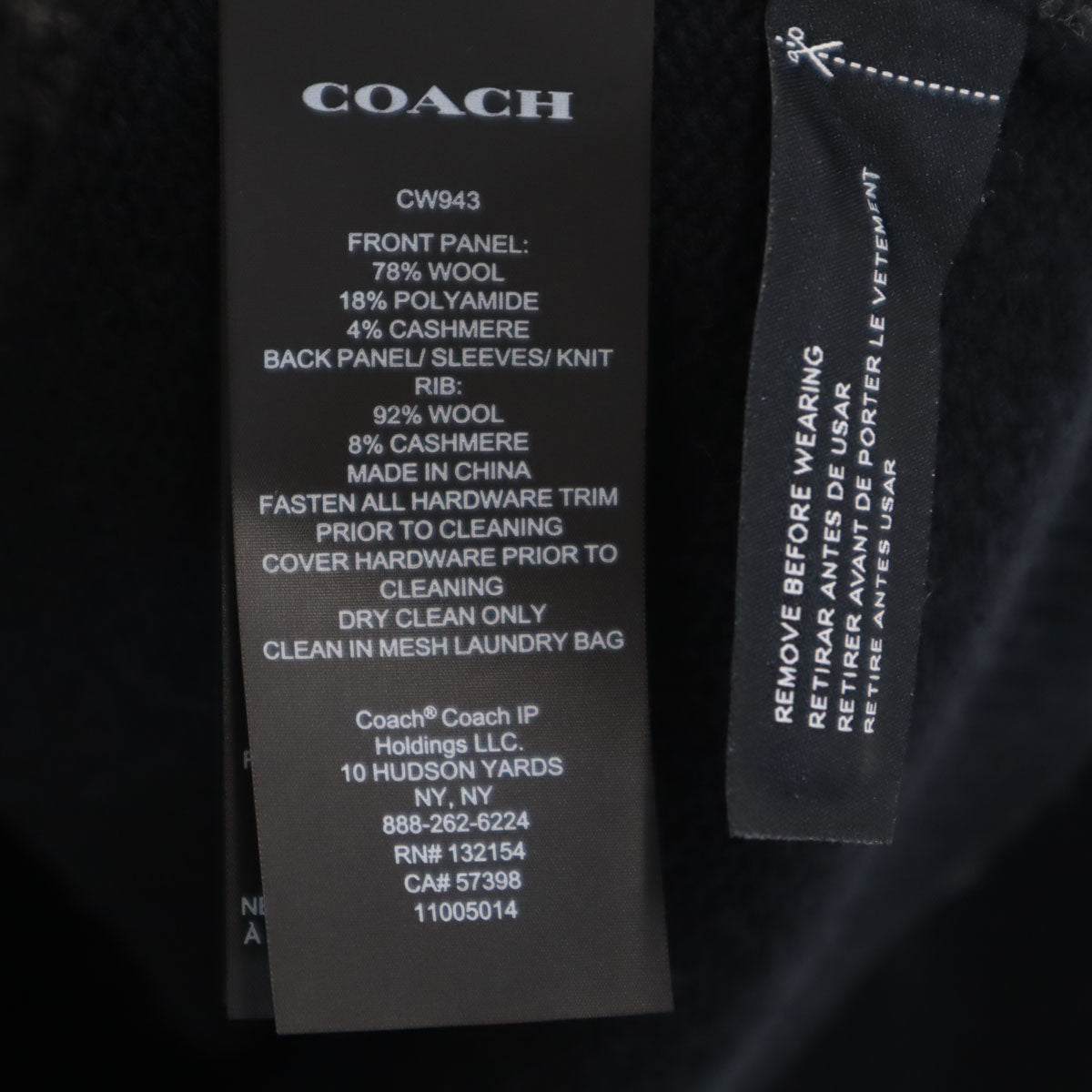 未使用 COACH コーチ 長袖 Vネック ニットカーディガン L ブラック CW943 メンズ
