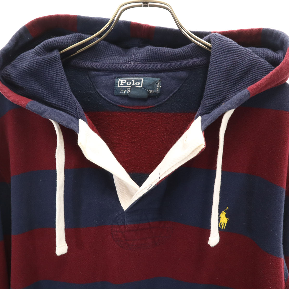 Polo by Ralph Lauren ポロバイラルフローレン ボーダー 長袖 ラガー スウェットパーカー M ネイビー系 裏起毛 メンズ