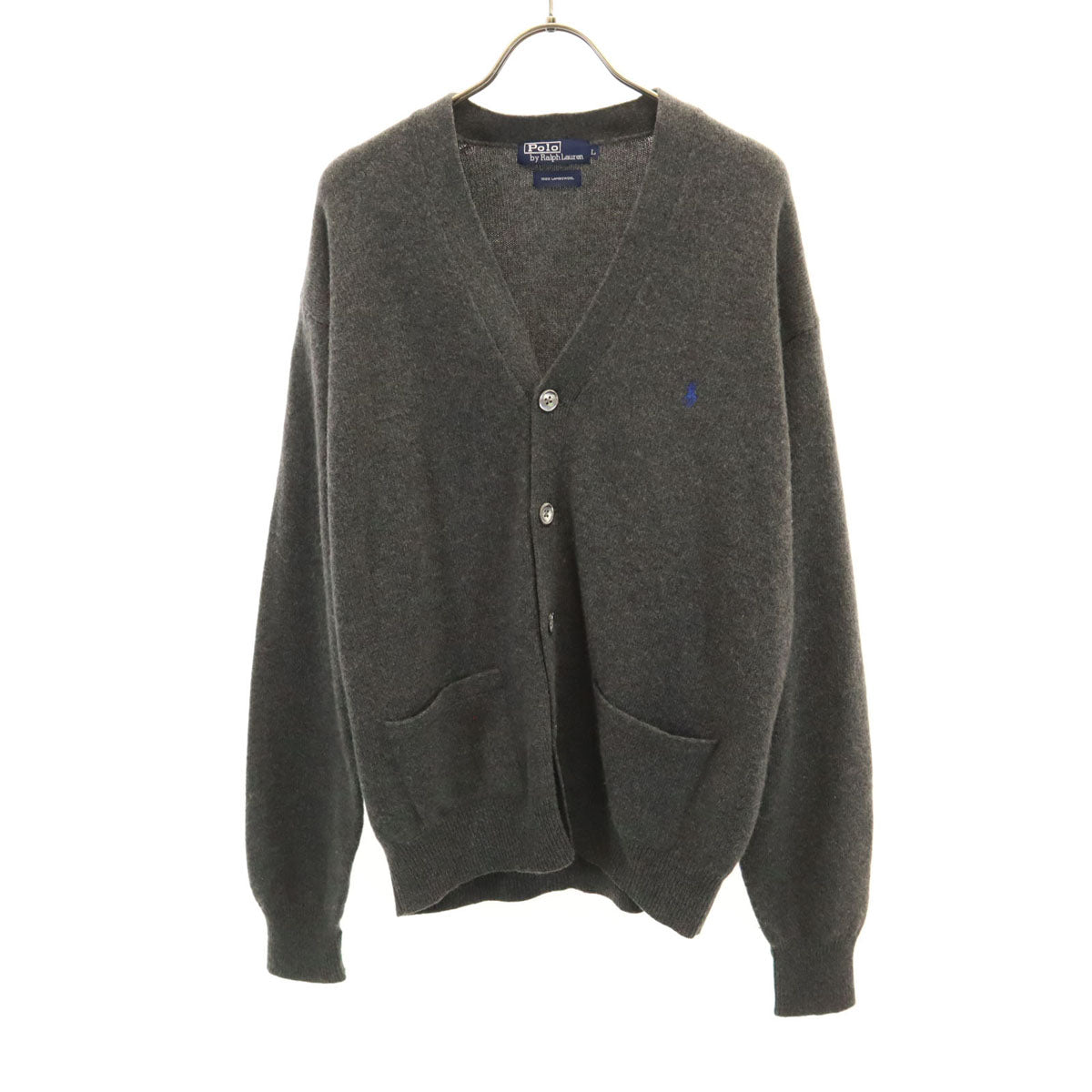 Polo by Ralph Lauren ポロバイラルフローレン ウール 長袖 ニットカーディガン L グレー系 メンズ
