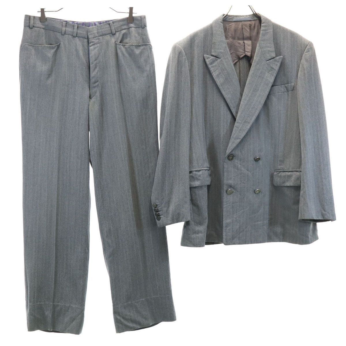 windsor tailor ashiya ストライプ柄 ゼニア生地 ダブル スーツ 上下 セットアップ グレー レディース