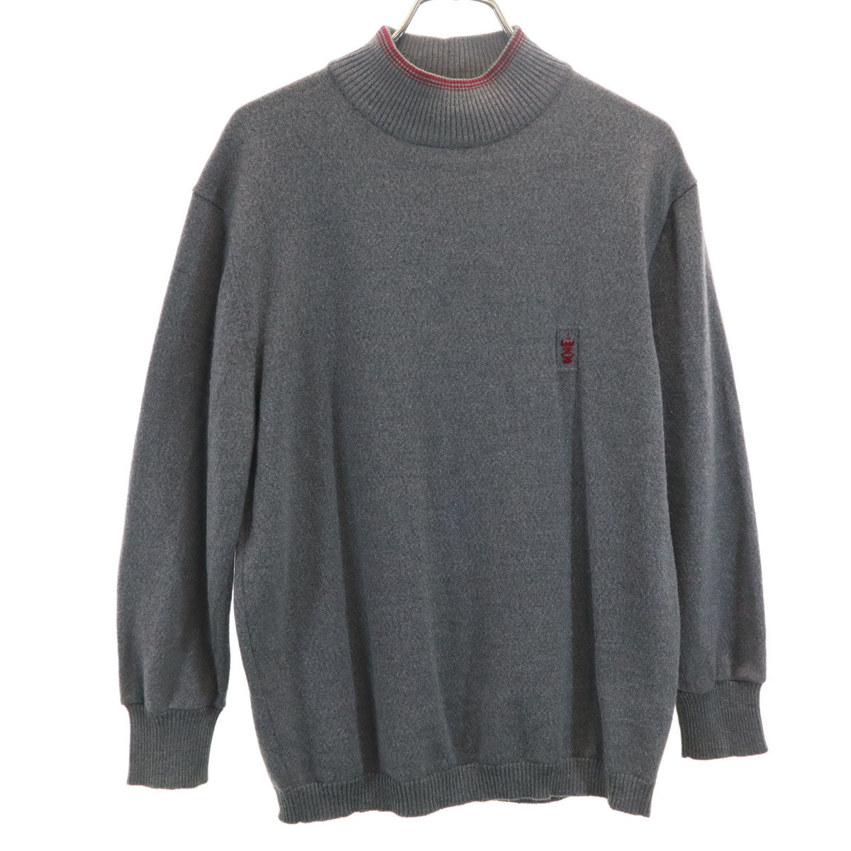 LANVIN ランバン 70s 80s ヴィンテージ 長袖 モックネック ニット 3 グレー セーター レディース