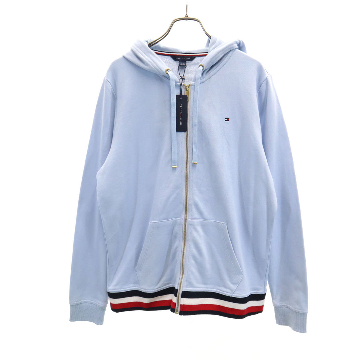TOMMY HILFIGER トミーヒルフィガー 未使用 長袖 スウェット ジップパーカー L ブルー系 タグ付き メンズ