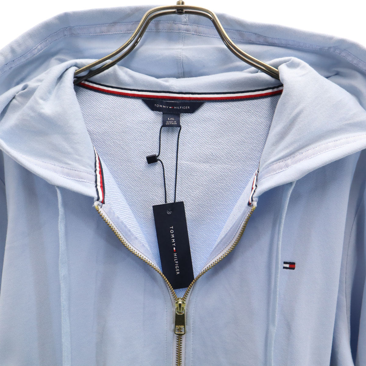 TOMMY HILFIGER トミーヒルフィガー 未使用 長袖 スウェット ジップパーカー L ブルー系 タグ付き メンズ