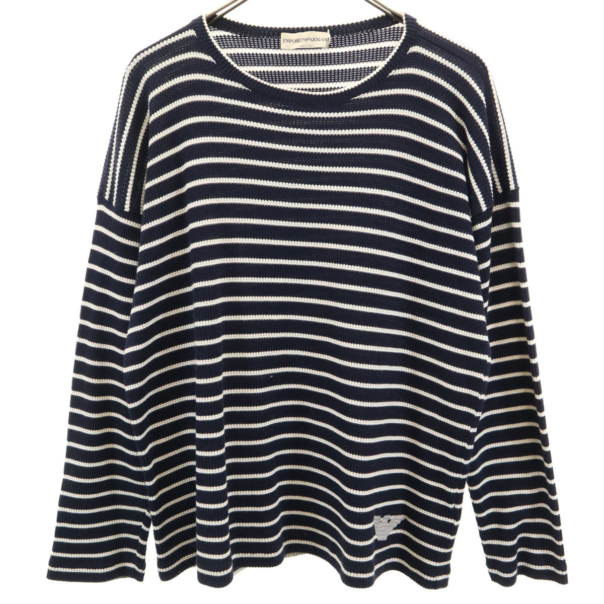 Emporio Armani エンポリオアルマーニ イタリア製 ボーダー柄 長袖 ニット M ネイビー メンズ