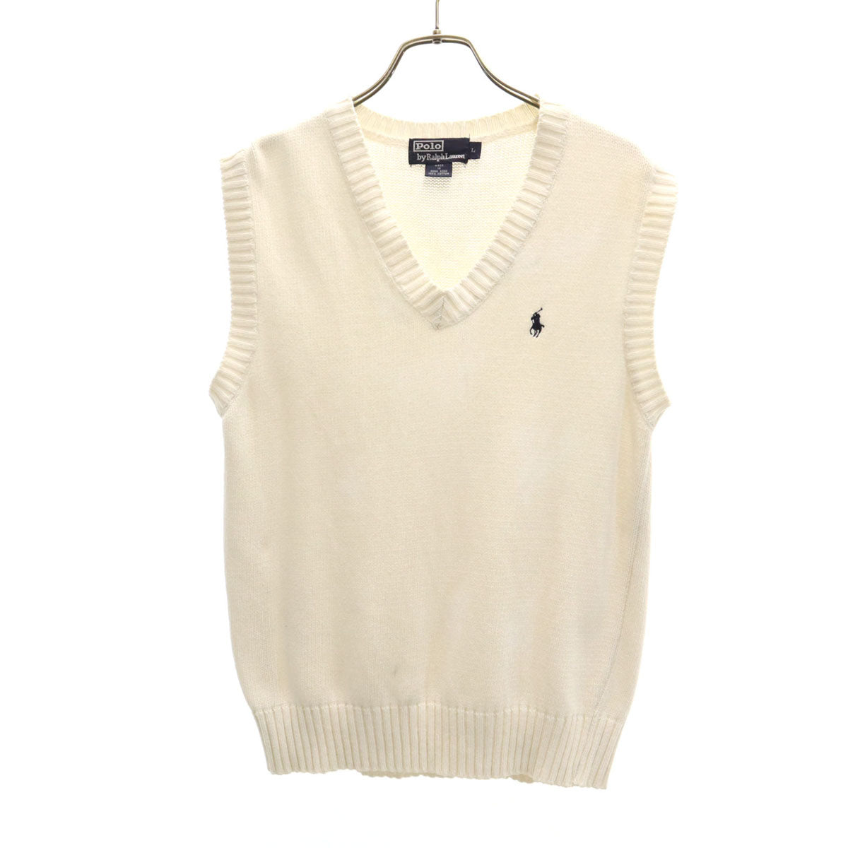 Polo by Ralph Lauren ポロバイラルフローレン Vネック ニットベスト L アイボリー メンズ
