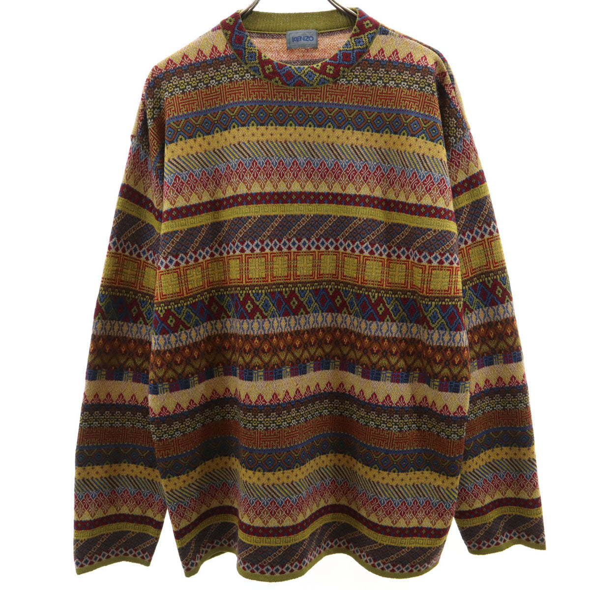 KENZO ケンゾー 90s オールド 日本製 ウールブレンド 総柄 長袖 ニット free レディース