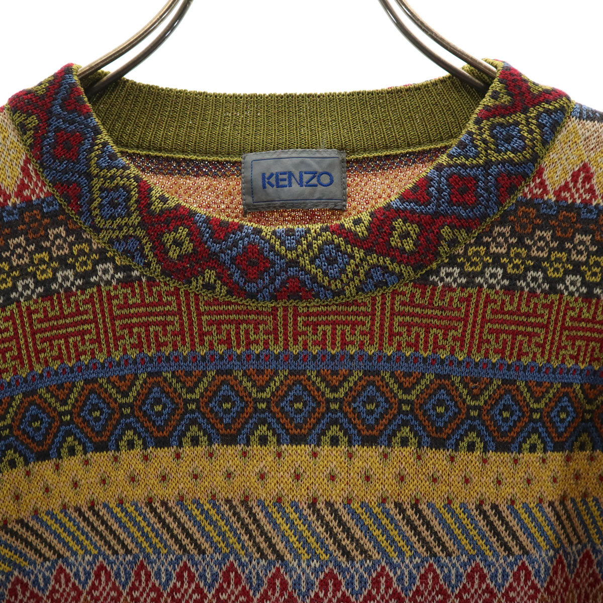 KENZO ケンゾー 90s オールド 日本製 ウールブレンド 総柄 長袖 ニット free レディース