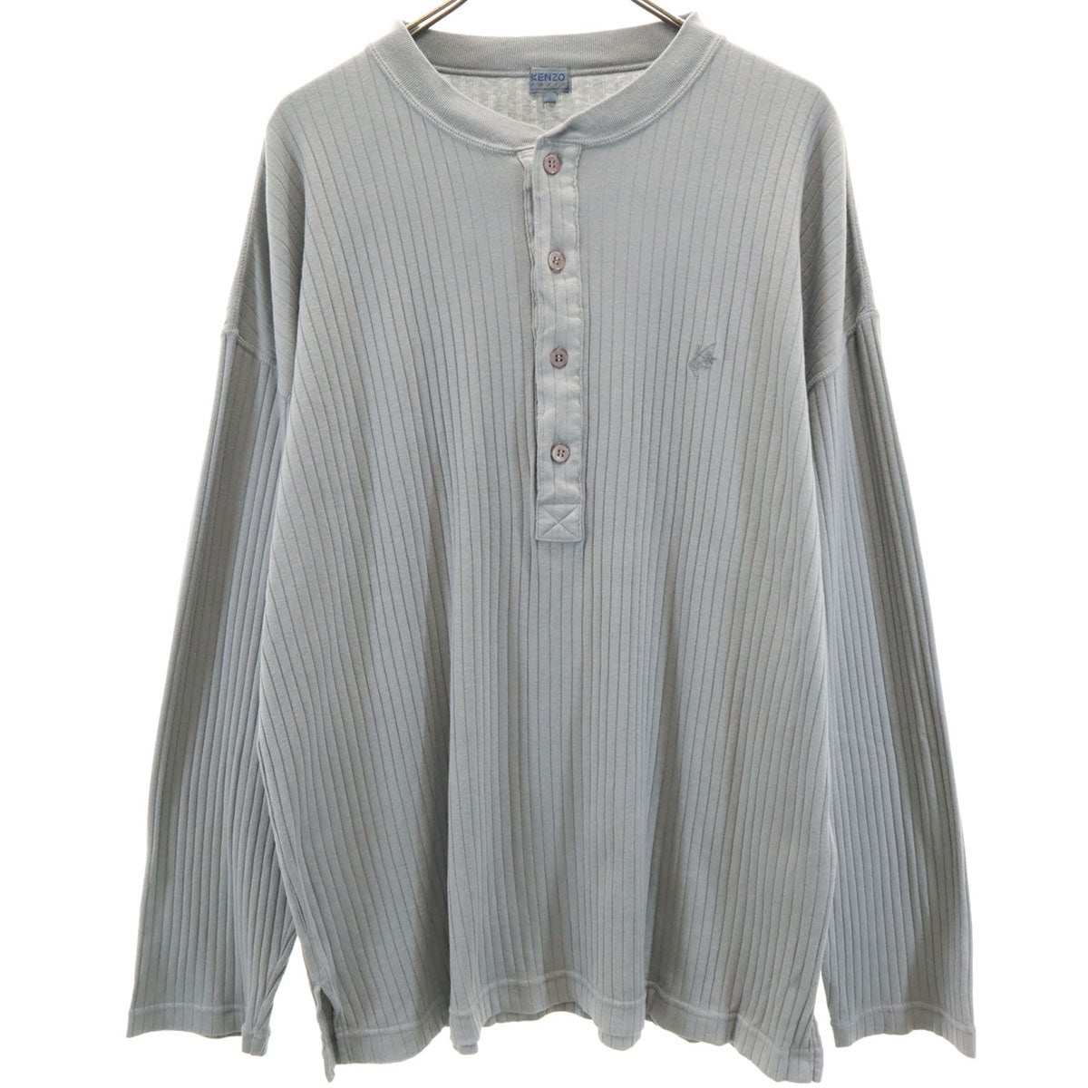 KENZO ケンゾー 90s オールド 日本製 長袖 ヘンリーネック カットソー 3 グレー メンズ