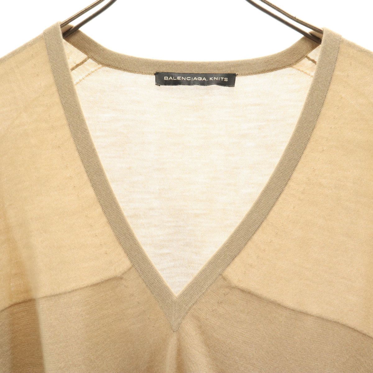 BALENCIAGA バレンシアガ 長袖 Vネック セーター 38 ベージュ メンズ