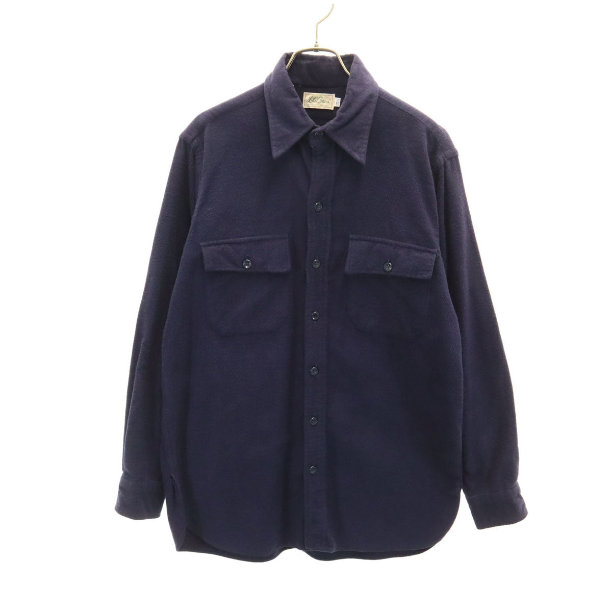 L.L.Bean エルエルビーン 70s ヴィンテージ 筆記体タグ シャモア 長袖 ネルシャツ 15 1/2 ネイビー アウトドア メンズ