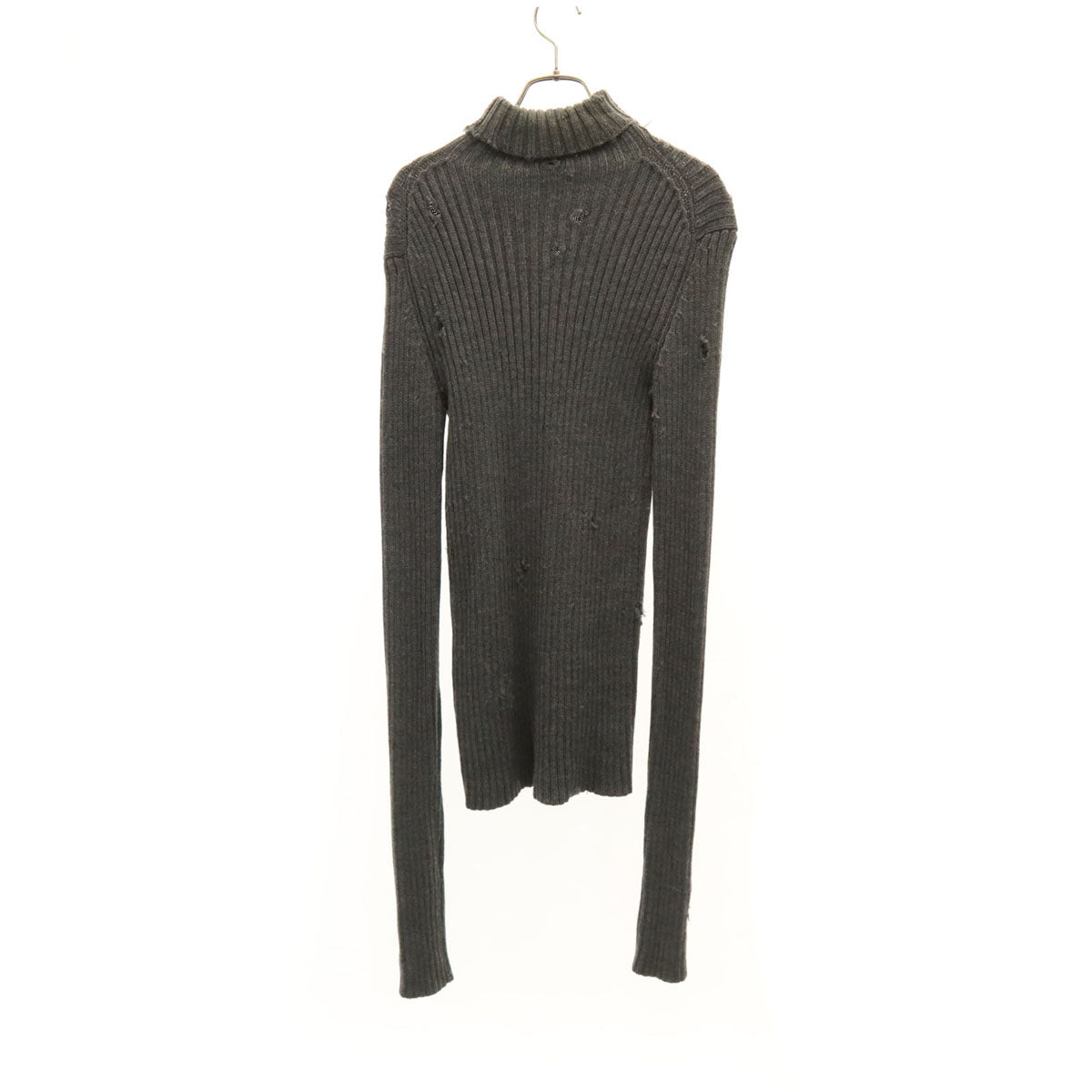 Yohji Yamamoto ヨウジヤマモト 日本製 長袖 ヴィンテージ加工 リブ ニット グレー ロング グランジ レディース