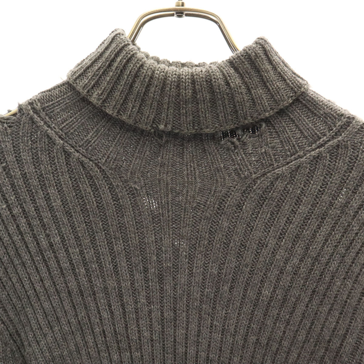 Yohji Yamamoto ヨウジヤマモト 日本製 長袖 ヴィンテージ加工 リブ ニット グレー ロング グランジ レディース