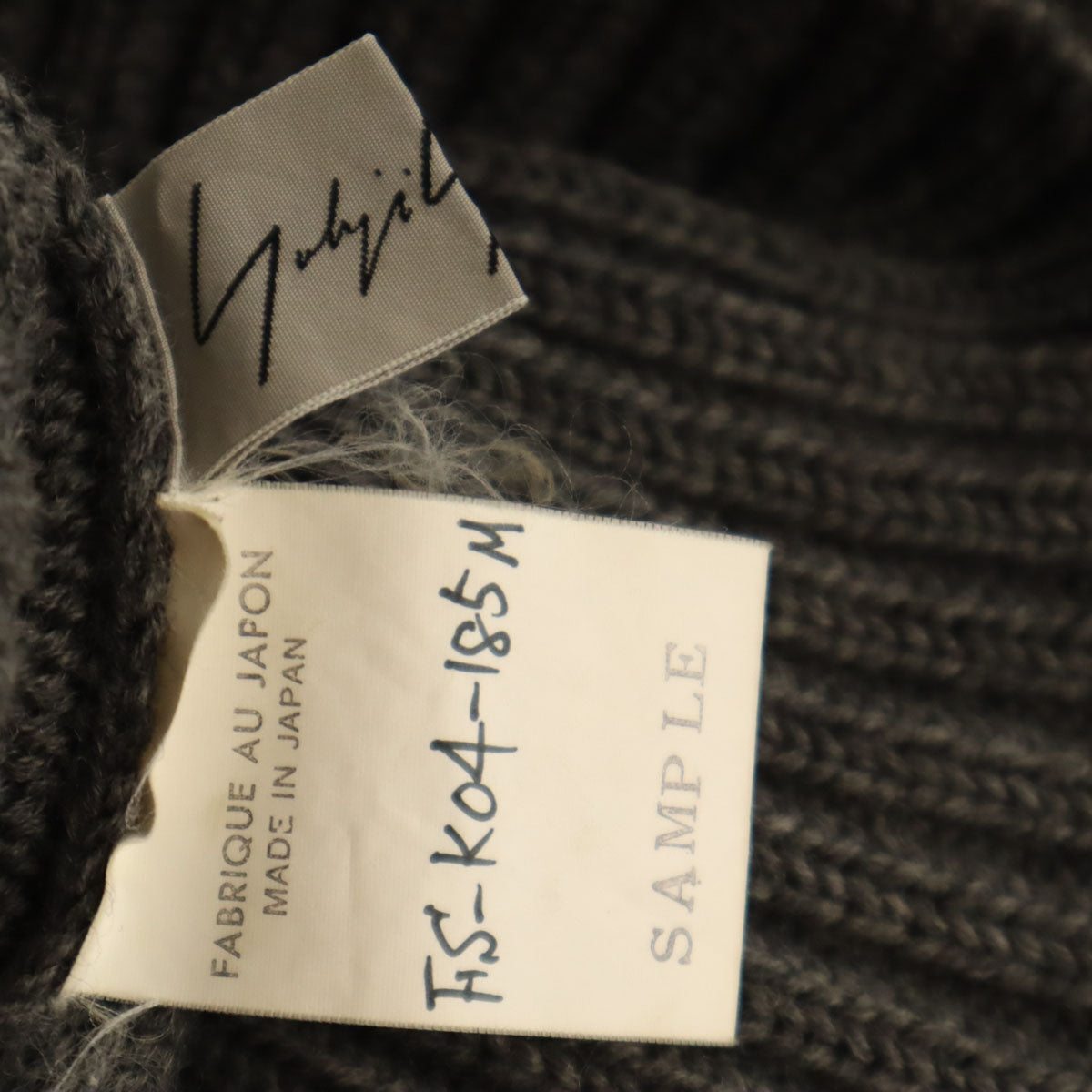 Yohji Yamamoto ヨウジヤマモト 日本製 長袖 ヴィンテージ加工 リブ ニット グレー ロング グランジ レディース