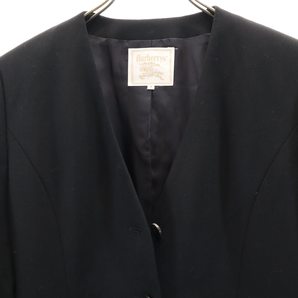 Burberrys バーバリーズ 90s オールド ウールブレンド テーラードジャケット 9AR ブラック C-TK83 レディース