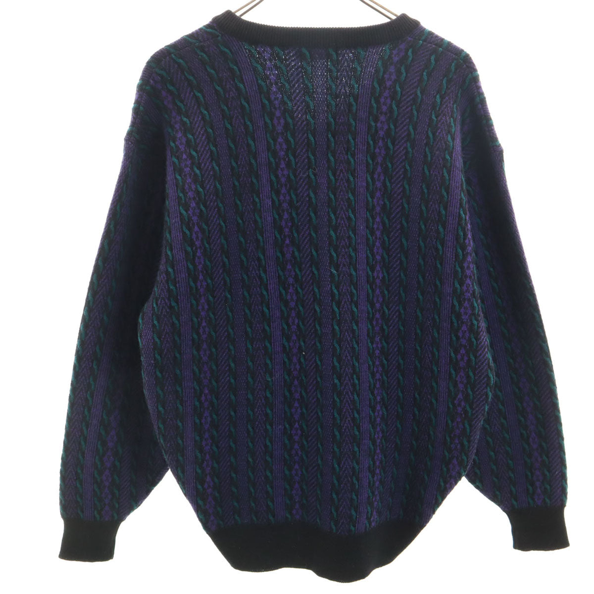 Christian Dior MONSIEUR クリスチャンディオール ムッシュ 90s オールド ストライプ柄 長袖 Vネック セーター L パープル ニット メンズ
