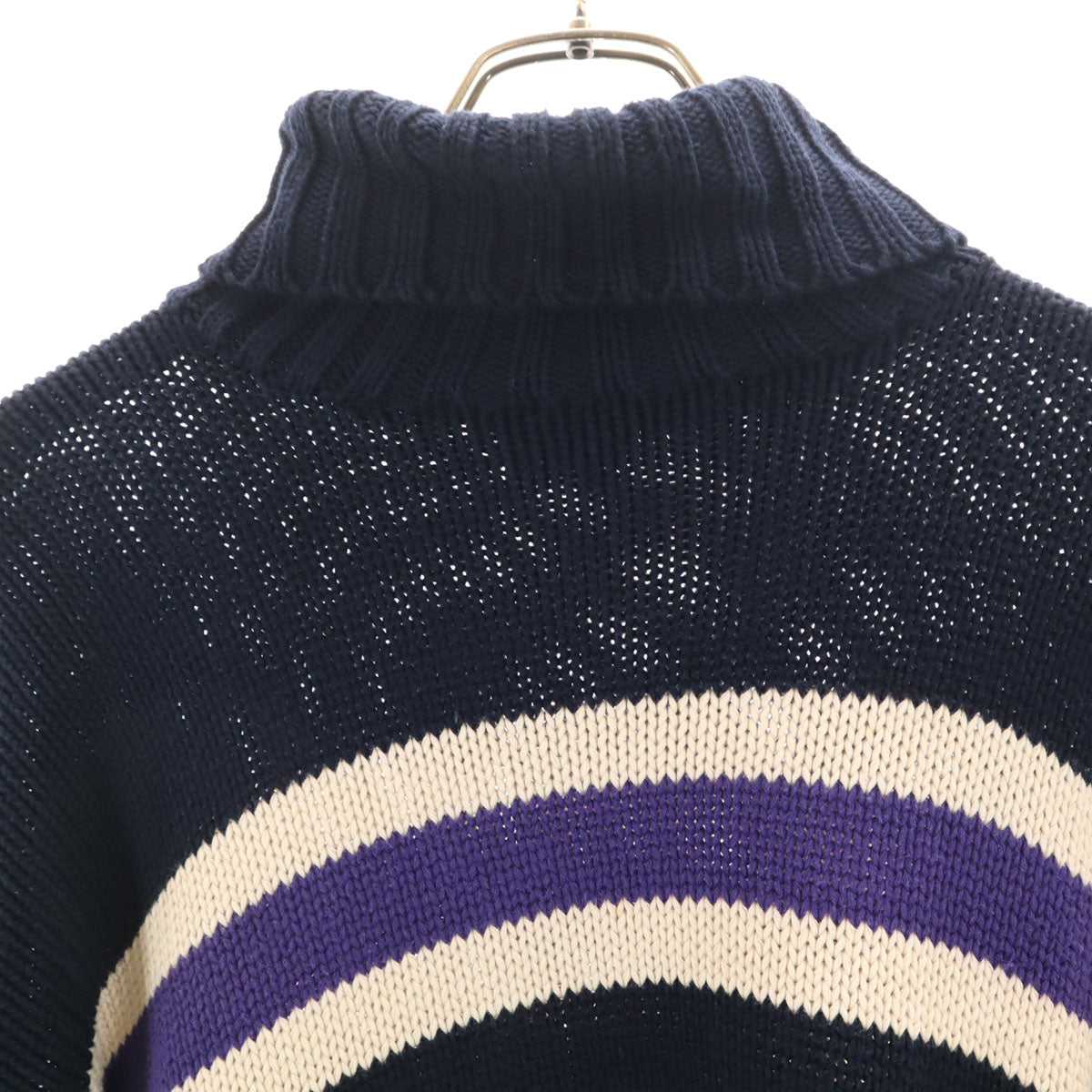 Polo by Ralph Lauren ポロバイラルフローレン 90s 香港製 オールド ボーダー柄 長袖 タートルネック ニット M ネイビー セーター メンズ
