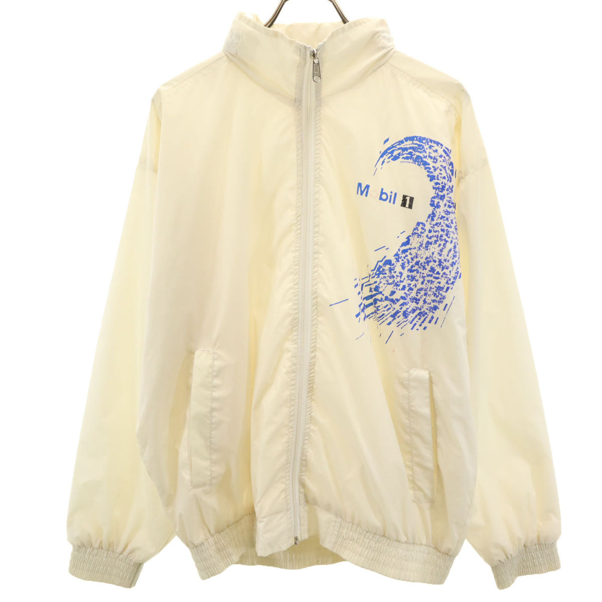 Mobil-F1 モービル 90s オールド 企業 ジャケット L ホワイト フード付き メンズ