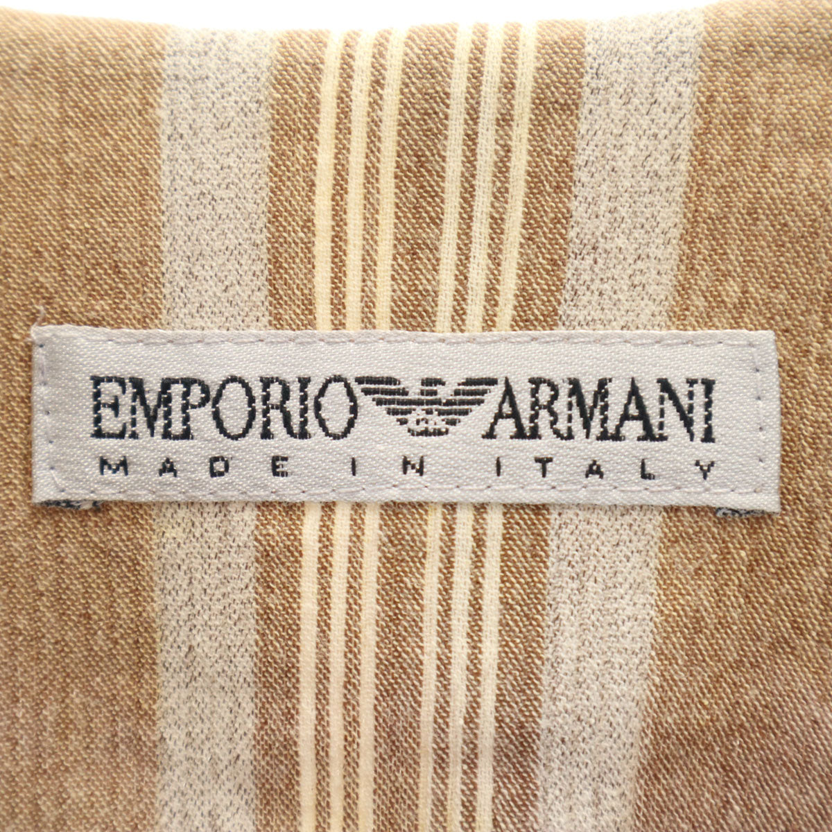 Emporio Armani エンポリオアルマーニ 90s イタリア製 オールド ストライプ柄 コットンジャケット 38 ベージュ レディース