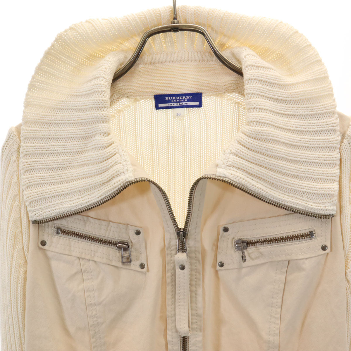 BURBERRY LONDON BLUE LABEL バーバリー ロンドン ブルーレーベル ニットジャケット 38 生成り 三陽商会 レディース