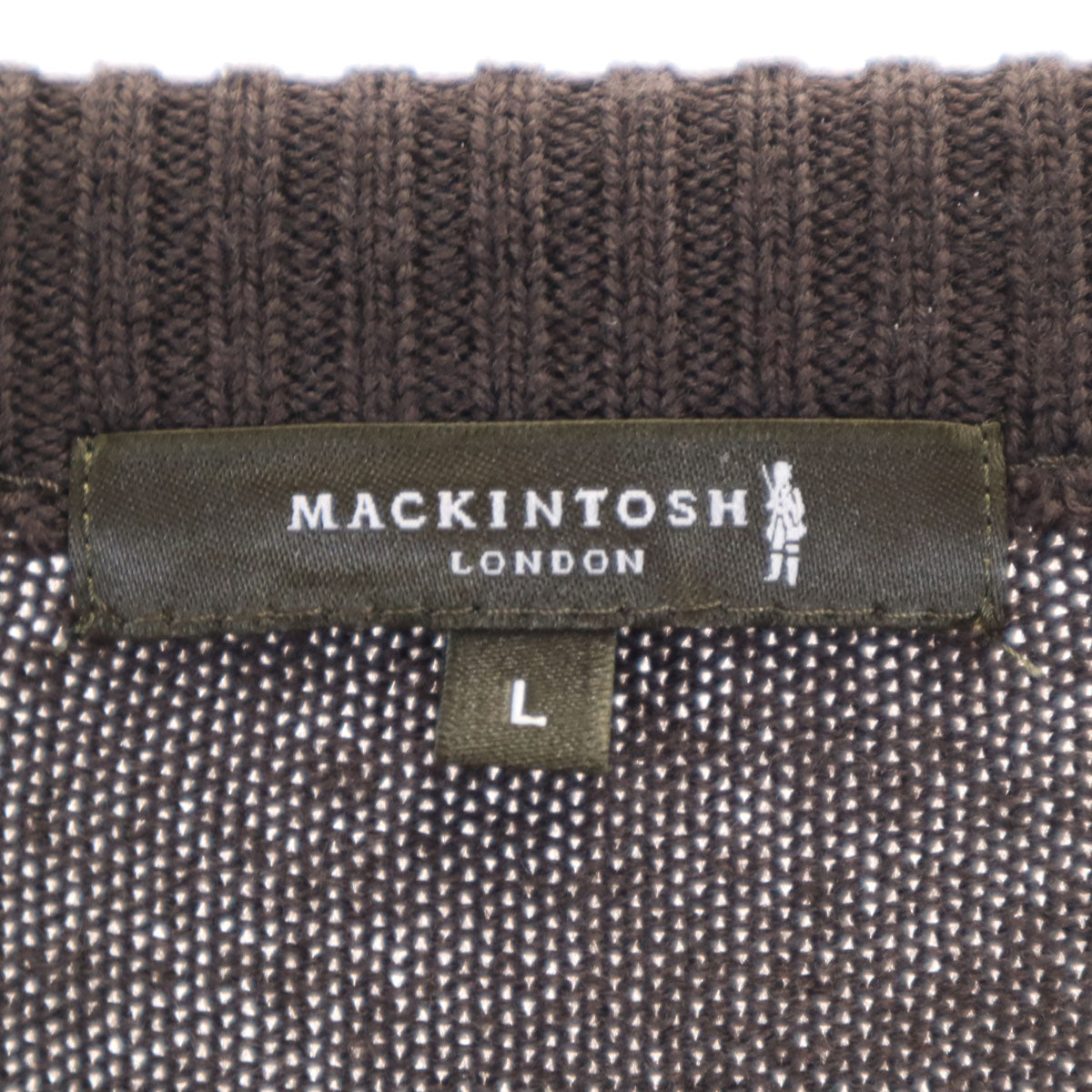 MACKINTOSH LONDON マッキントッシュロンドン 日本製 チェック柄 長袖 ニット L ブラウン セーター メンズ