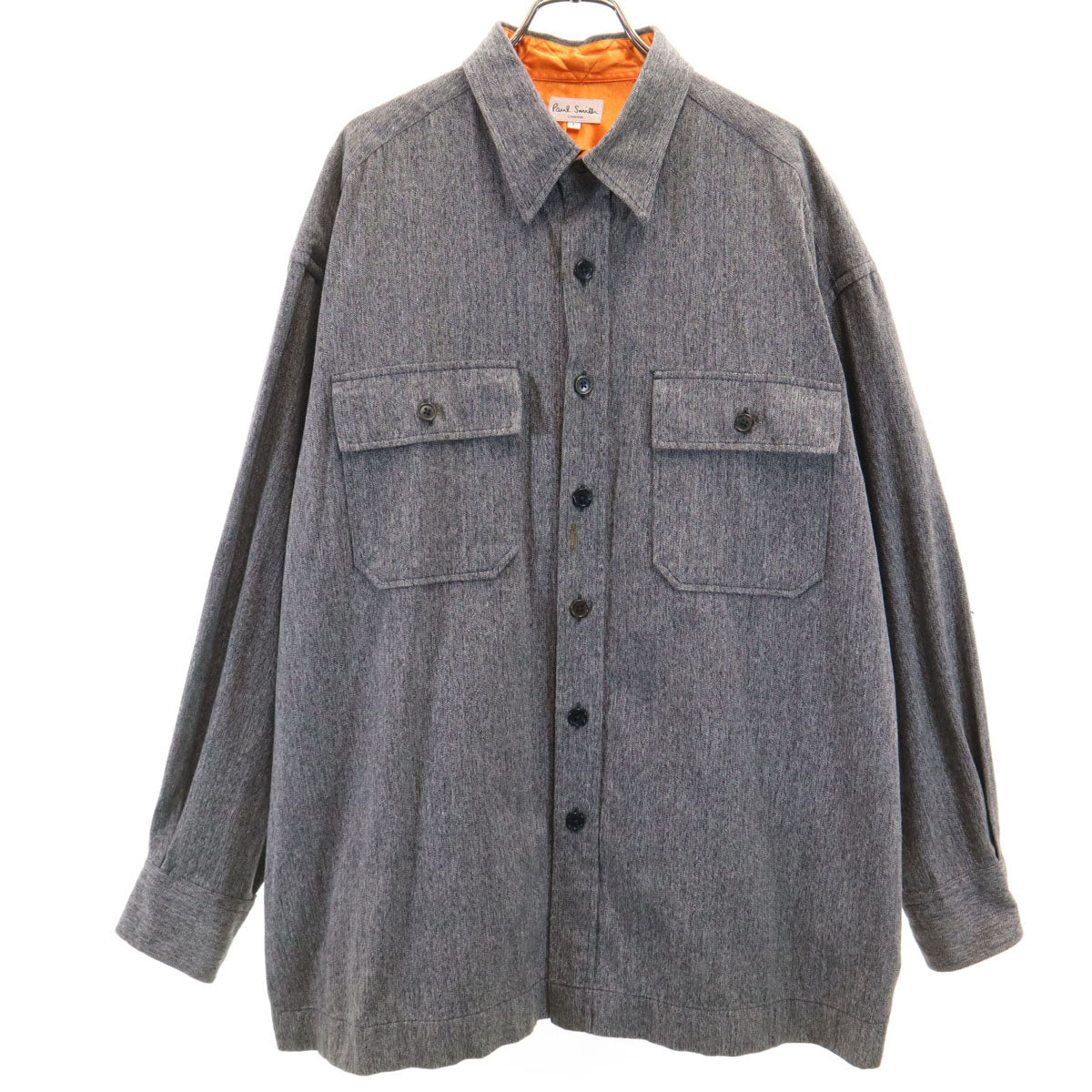 Paul Smith LONDON ポールスミスロンドン 日本製 ヘリンボーン 長袖 シャツ L グレー メンズ
