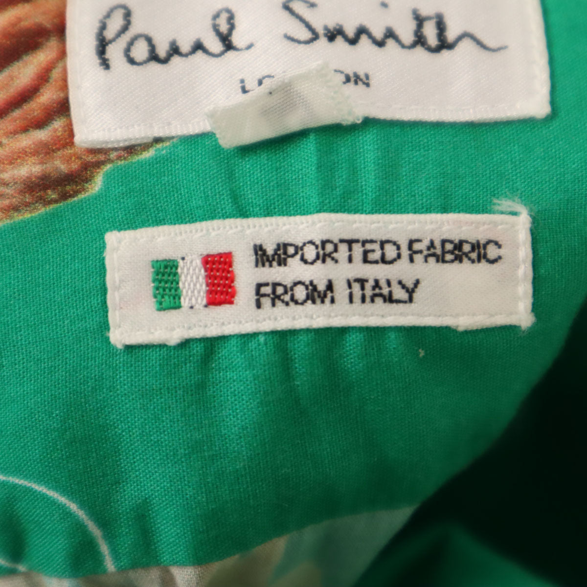 Paul Smith LONDON ポールスミスロンドン ロープ柄 長袖 コットンシャツ L グリーン メンズ