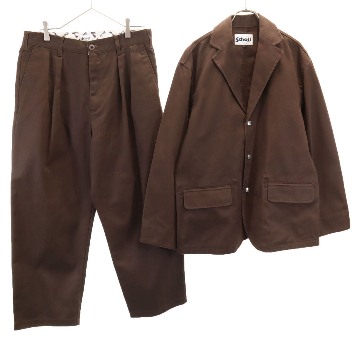 schott ショット ワークジャケット 上下 セットアップ L ブラウン メンズ