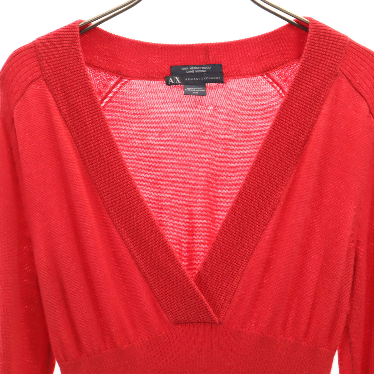 ARMANI EXCHANGE アルマーニエクスチェンジ メリノウール 長袖 ニット ワンピース M レッド レディース