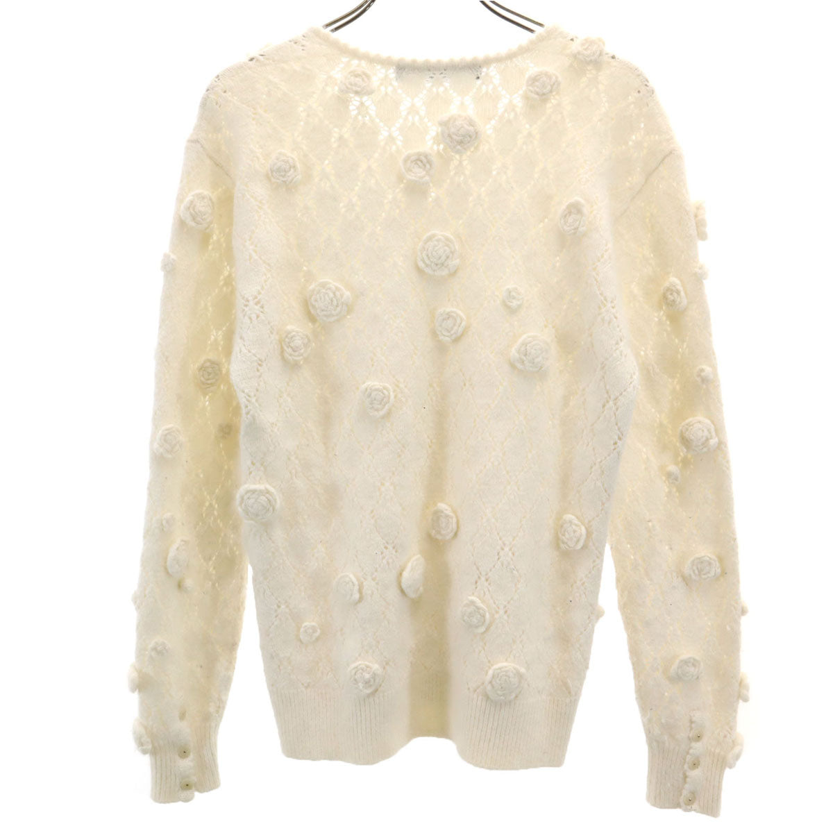 PINK HOUSE BOUTIQUE ピンクハウス ブティック 花モチーフ 長袖 ニットカーディガン アイボリー レディース