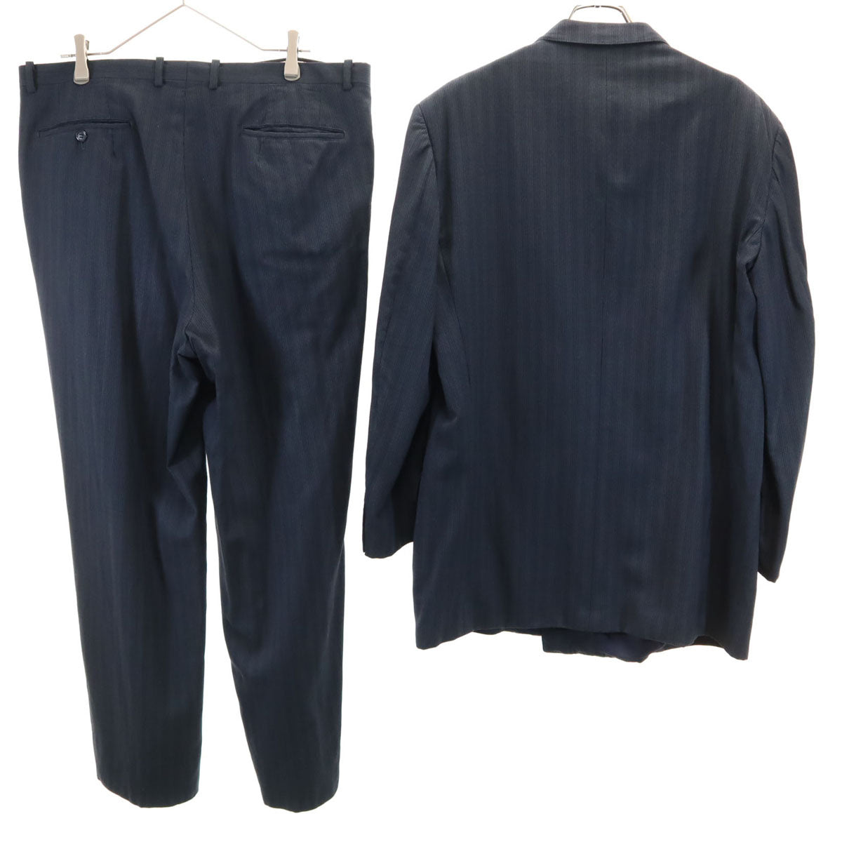 GIVENCHY ジバンシィ 90s オールド ストライプ柄 ダブル スーツ 上下 セットアップ 102-98-180 ネイビー メンズ