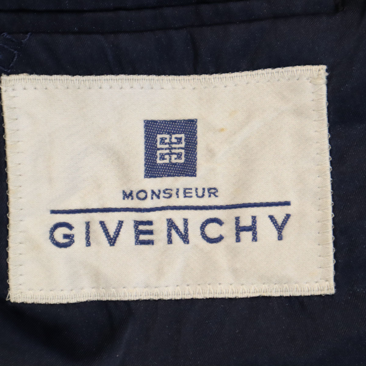 GIVENCHY ジバンシィ 90s オールド ストライプ柄 ダブル スーツ 上下 セットアップ 102-98-180 ネイビー メンズ