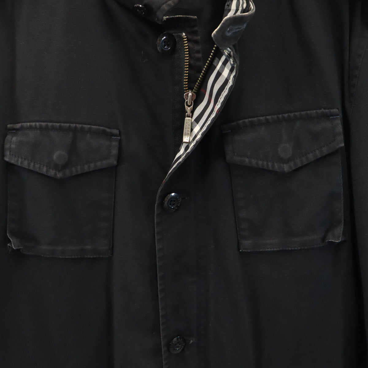 BURBERRY BLACK LABEL バーバリーブラックレーベル コットンジャケット L ブラック フード付き 三陽商会 メンズ
