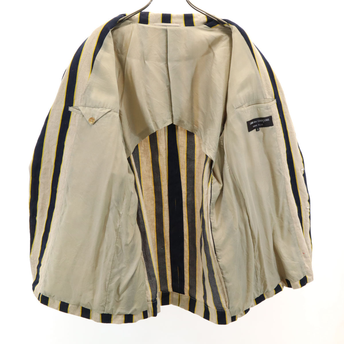COMME des GARCONS HOMME PLUS コムデギャルソンオムプリュス 1990年 90s 日本製 オールド ストライプ柄 テーラードジャケット M ブラック メンズ