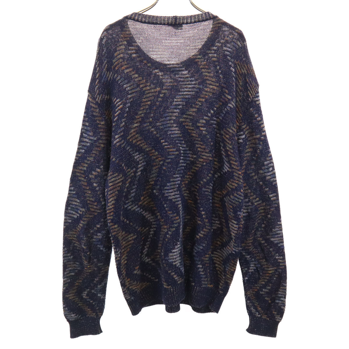 Missoni ミッソーニ 総柄 長袖 ニット L ネイビー セーター メンズ
