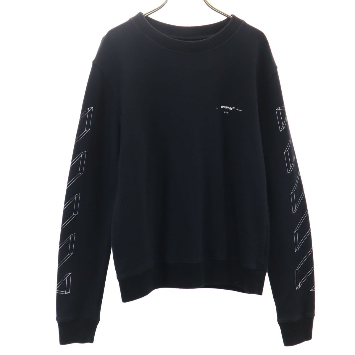 OFF-WHITE オフホワイト ポルトガル製 長袖 スウェット トレーナー S ブラック メンズ