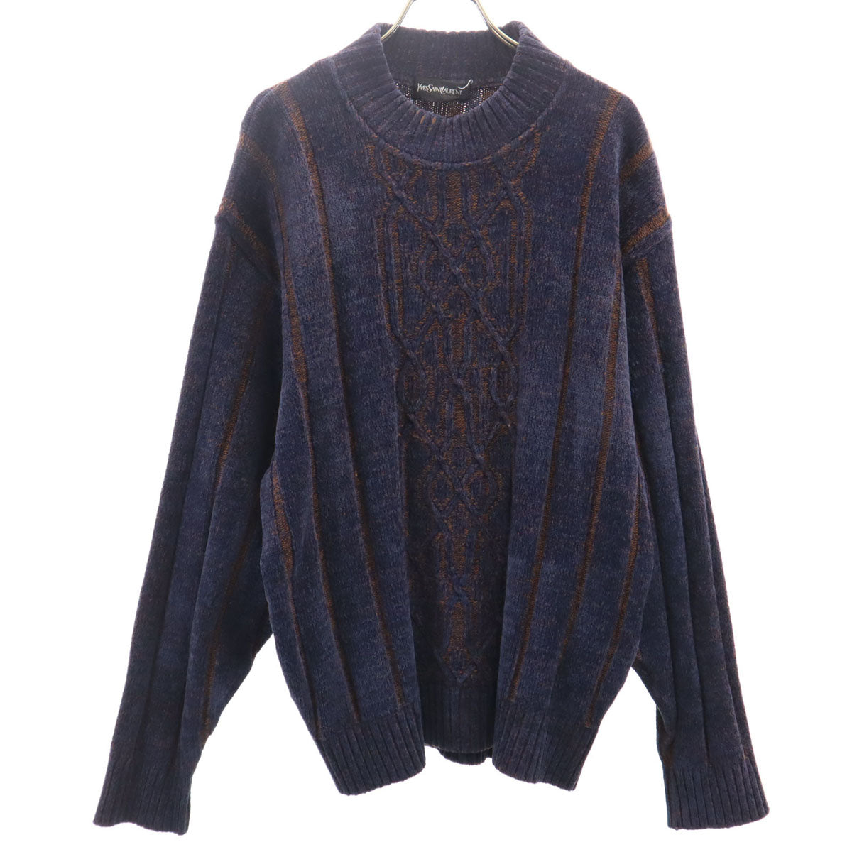 YVES SAINT LAURENT イヴサンローラン 90s オールド 長袖 セーター L ネイビー ニット メンズ