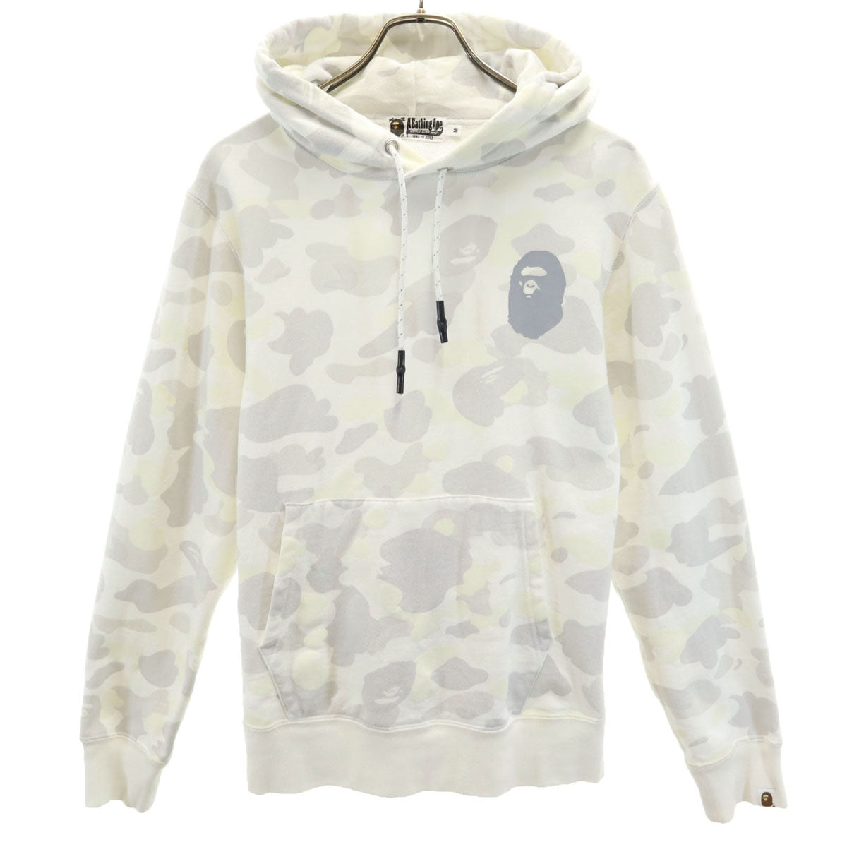 A BATHING APE アベイシングエイプ 日本製 蓄光 長袖 スウェットパーカー M ホワイト メンズ