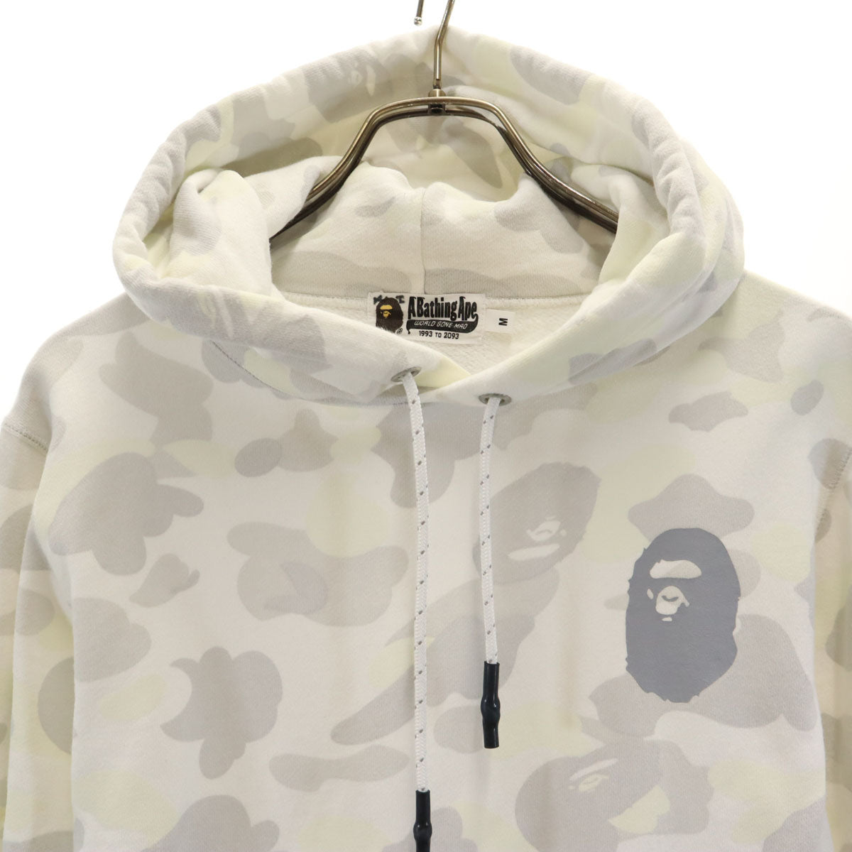 A BATHING APE アベイシングエイプ 日本製 蓄光 長袖 スウェットパーカー M ホワイト メンズ