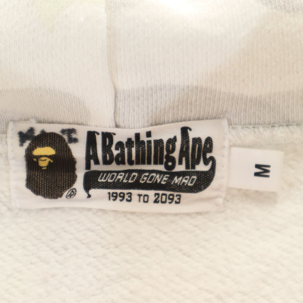 A BATHING APE アベイシングエイプ 日本製 蓄光 長袖 スウェットパーカー M ホワイト メンズ
